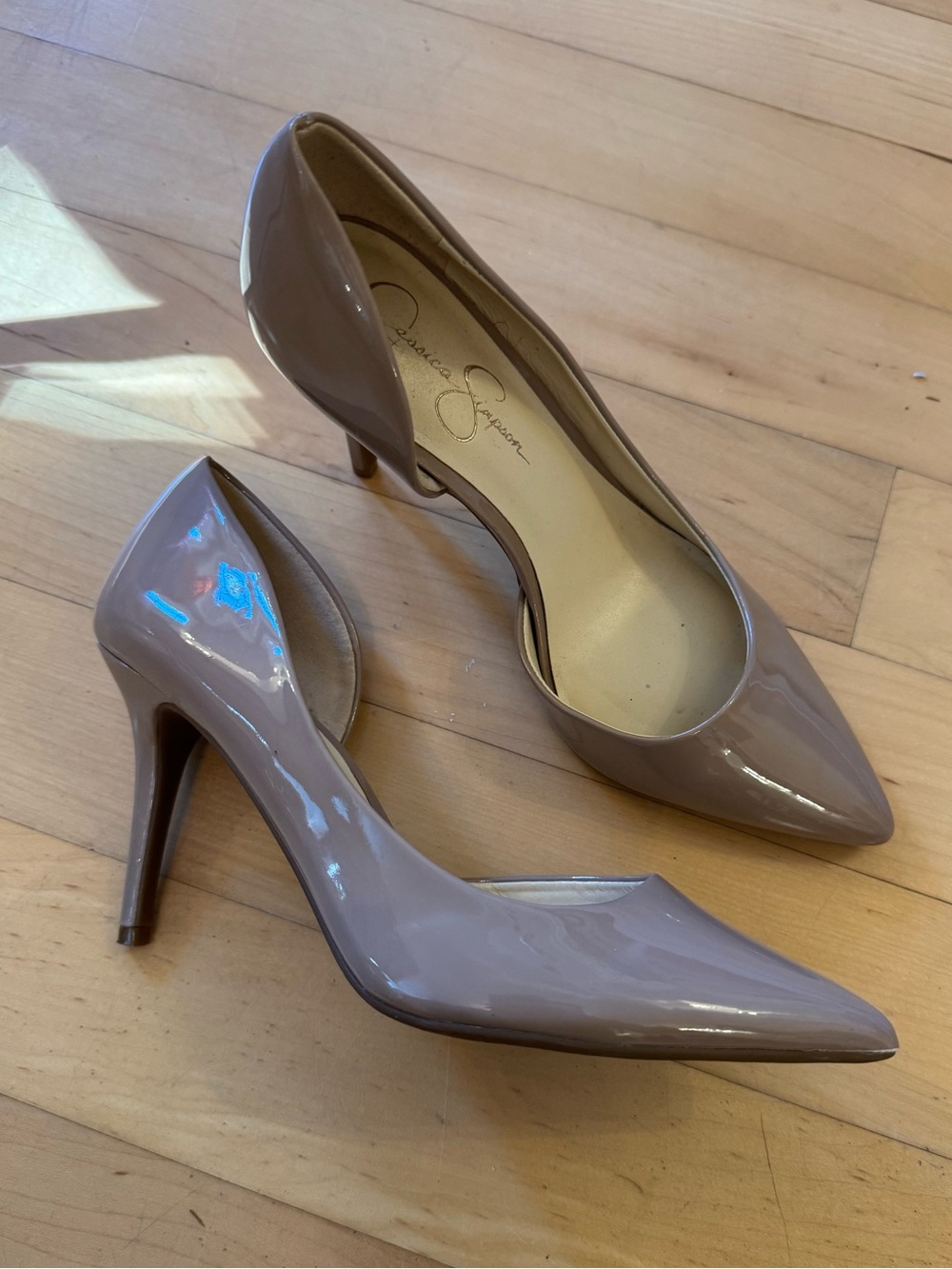 Jessica Simpson Nude Patent d'Orsay Pointed Toe Stiletto Heels Pumps Size 9